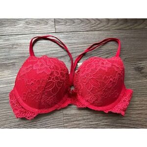 Victoria Secret Red Lace Push-Up Bra Padded Underwire‎ Romantic Valentine's Day